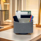 UnionBasic Rotating Desk Organizer, 360 Degree Desk Spinning Caddy, Desktop TV Guide/Mail/Media/Remote Controller Holder Organizer, Grey Linen Texture