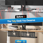 2 Pack Cable Management Under Desk Black, Cinati 32" Large Cable Management Tray, Under Desk Alloy Steel Wire Organizers, Cord Hider Tray for Office and Home - Tape or Screw Installation