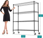 4 Tiers Shelf 1400 lbs Steel Storage Shelving Utility Shelving Unit Steel Organizer Wire Rack for Home,Kitchen,Office,Garage Black 17.7" D x 47.2" W x 62.7" H