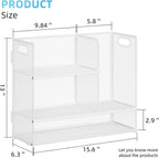 Marbrasse 3-Tier Desk Shelf Organizer with Handle, Desktop Bookshelf File Holder, Mesh Display Shelf Organizer Storage Rack for Office, Home, Supplies, Kitchen (White)