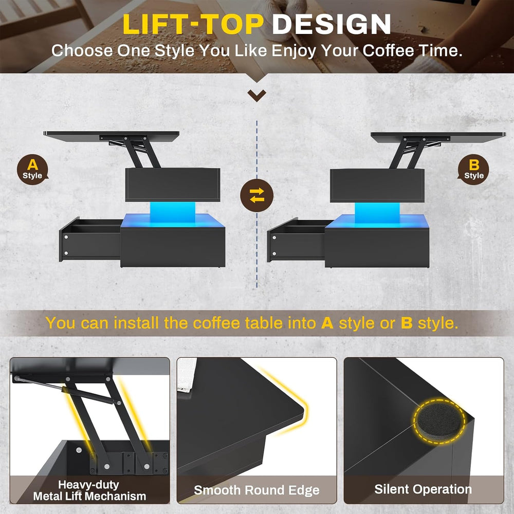 SEDETA 40" Lift Top Coffee Table, Coffee Tables with Storage for Living ...