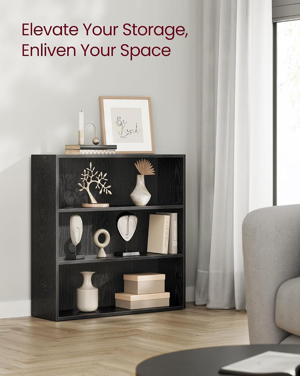 VASAGLE 3-Tier Bookshelf, Storage Organizer, 31.5 x 9.5 x 32 Inches