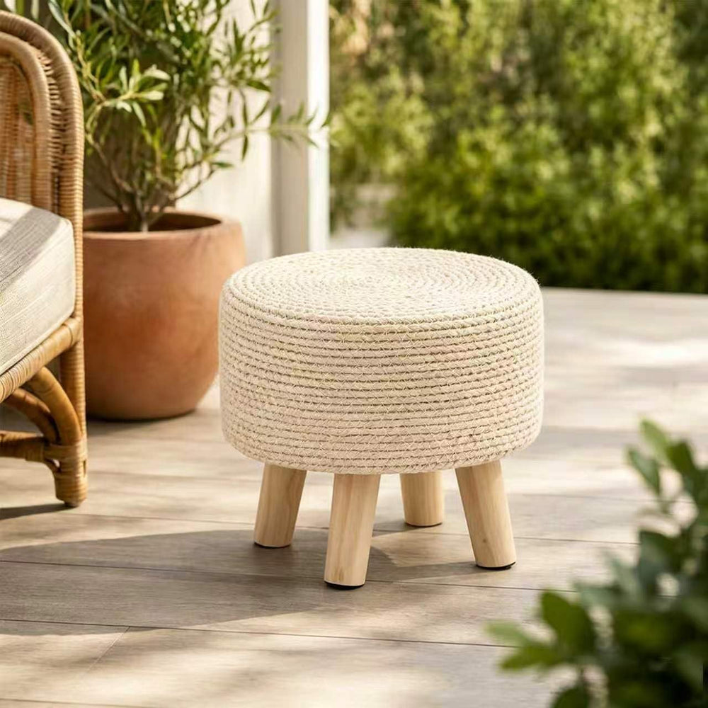 Wimarsbon Round Foot Stool Natural Seagrass Poufs Ottoman Hand Weave Footrest...