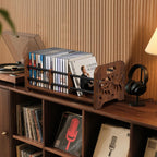 CD Holder,DVD Holder Storage,Wood CD Rack Organizer,DVD Rack,Cassette Tape Storage with Dividers for CDs, DVDS, Tapes,Video Game Cases, Tape Display Stand, Hold 35Pcs