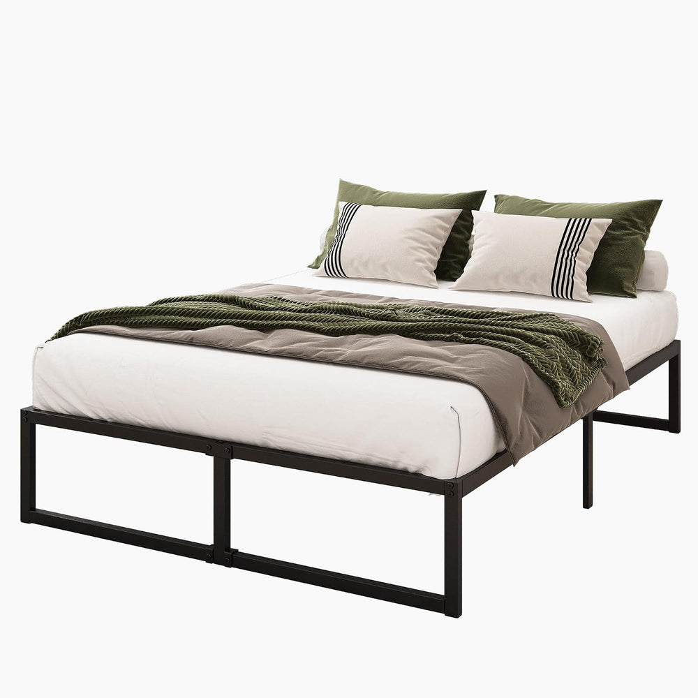 Lutown-Teen 14 Inch Queen Bed Frame with Heavy Duty Steel Slat Support