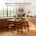 DUHOME Wood Dining Table Set for 4, 43.3" Solid Wood Kitchen Table & 4 Curved Back Support Chairs, Farmhouse Natural Kitchen Table and Chairs for Small Apartment, Dining Room Kitchen