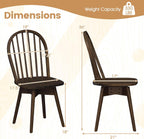Giantex Windsor Dining Chairs Set of 2, Farmhouse Swivel Kitchen Chairs with Spindle Back, Solid Rubber Wood Frame, Mid Century Armless Dining Room Chairs for Home Kitchen Restaurant, Walnut