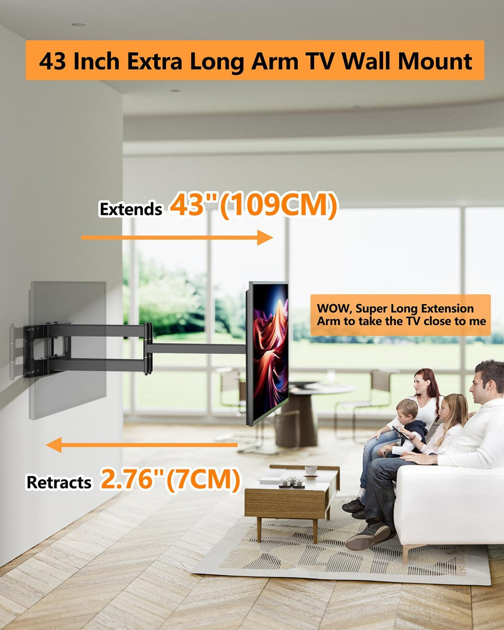 FORGING MOUNT Heavy Duty Long Arm TV Wall Mount with 43" Dual Articulati...