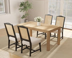 EALSON Mid Century Modern Dining Chairs Set of 4 Linen Upholstered Dining Room Chairs with Cane Back Black Wood Frame Side Chairs for Dining Room, Beige