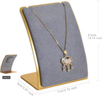 GemeShou Grey Necklace display stand, Velvet Jewelry necklace display holder for selling, small metal earring neck storage organizer, online jewelry photography props【Grey】