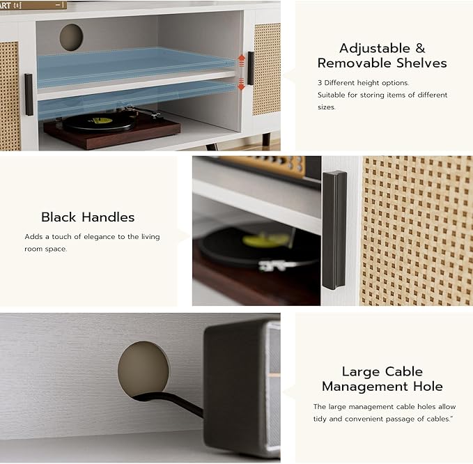 TV Stand for TVs up to 65'', Mid Century Modern Entertainment Center ...