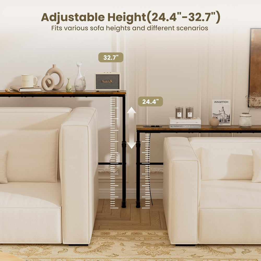 Aduanbang Adjustable Height Narrow Console Table with 2 Power Outlets, 39.4&q...