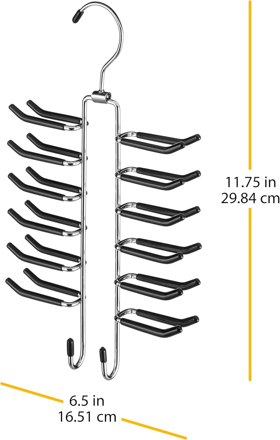 Whitmor Swivel Tie Hanger with Belt Loops Chrome / Black