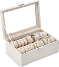 Lolalet Bracelet Display Holder with Clear Lid -Beige | Jewelry Organizer with 2 Velvet Display Rods, Perfect Storage Case for Bangles, Bracelets, and Watches, Great Gift for Her