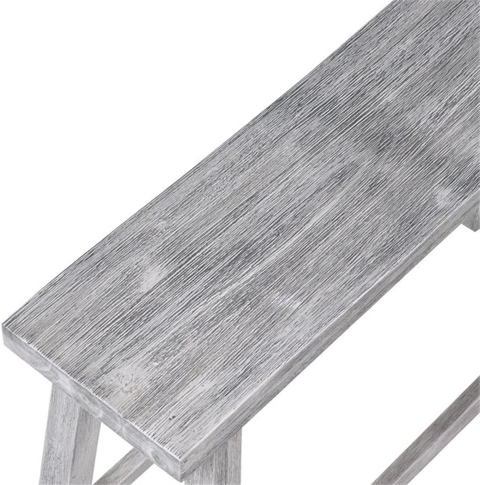 Pemberly Row Wood Backless Bench, Storm Gray Wire-Brush Finish, 33 in Wide, A...