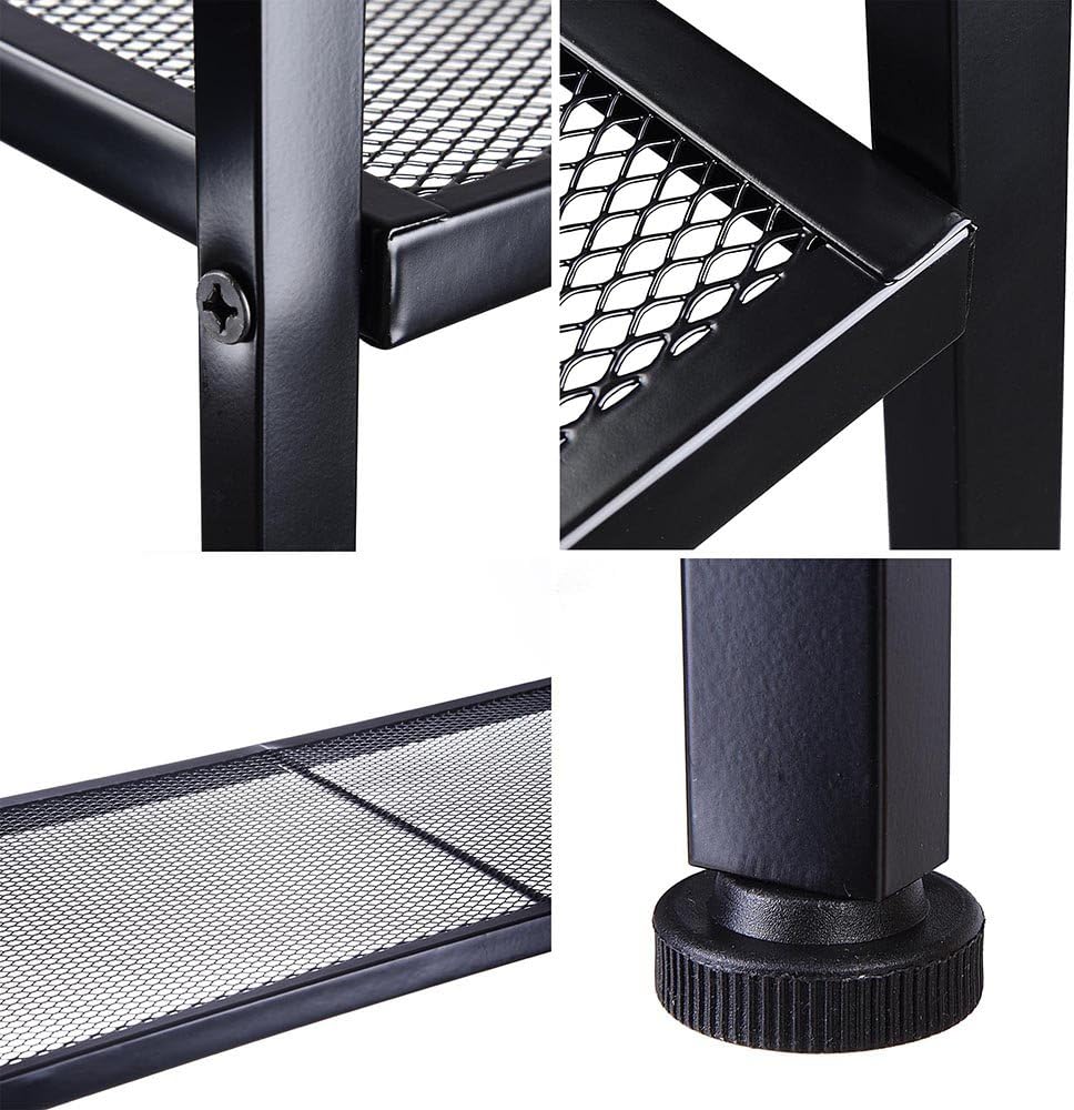 Yescom 4 Tier Metal Ladder Shelf Bookshelf Bookcase Leaning Storage Rack A Frame Corner Display Plant Vertical Black