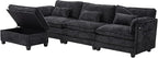 Ball & Cast Modular Sectional Sofa,Comfy Cloud Couch with Movable Storage Ottoman,L Shaped Sectional Sofa W/USB Charging Port,Phone Holder and Side Pocket,Chenille Fabric,for Living Room,Black,109"