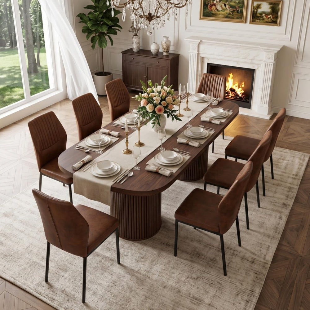 79" Dining Table Set for 10,Large Rectangular Kitchen Table Set for 10 w...