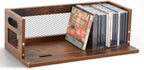 Jetec 1 Set Retro CD Storage Box - Father's Gift for Dad, Metal & Wood Holder Shelf with Handles, Cassette & DVD Organizer, Holds up to 36 CDs & Movie Cases, Vintage Display Rack