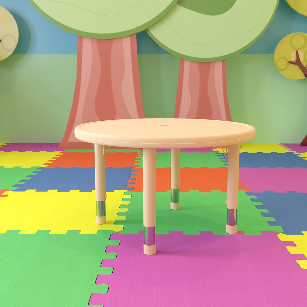 Flash Furniture 33 in Plastic Adjustable Round Activity Table, Natural