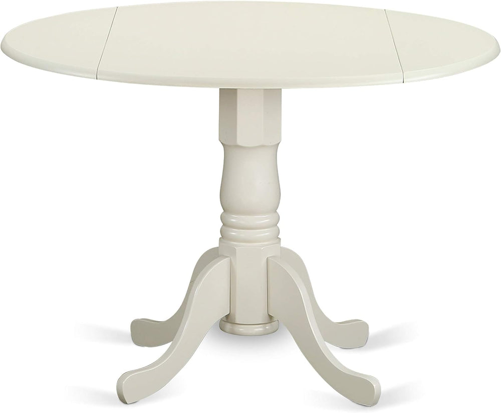 East West Furniture DLBO3-WHI-W 3 Piece Dining Room Table Set Contains a Roun...