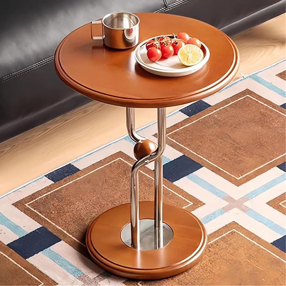 Chinese retro style solid wood Round Sofa Side Table,Bar Pub Small Coffee Tab...