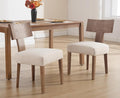 chairus Farmhouse Dining Chairs Set of 2, Upholstered Accent Chairs with Natural T-Shape Wood Back Armless Kitchen Chairs with Soft Pad, Linen Beige