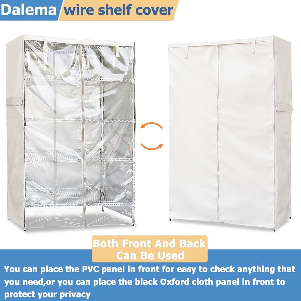Waterproof Shelf Cover,Outdoor 600D Heavy Duty Dustproof Storage Shelves Cover,48''x19''x72'' Shelf Covers for Wire Shelving with Zippers,Storage Rack Covers with Clear Front