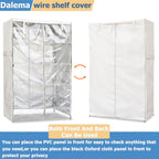 Waterproof Shelf Cover,Outdoor 600D Heavy Duty Dustproof Storage Shelves Cover,48''x19''x72'' Shelf Covers for Wire Shelving with Zippers,Storage Rack Covers with Clear Front