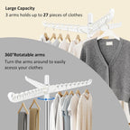 SUYU Clothes Drying Rack, Foldable Drying Rack Clothing, Laundry Drying Rack, 59-Inch Indoor Clothes Airer with 3 Rotatable Arms, Stainless Steel,4 Legs,White and Silver SNJ101