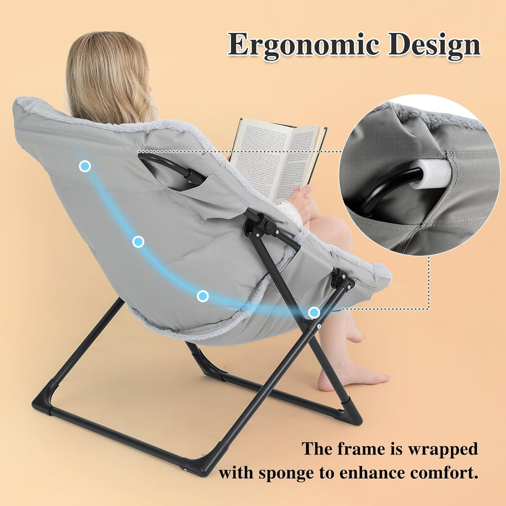 Comfy Saucer Chair for Adults, Set of 2, Soft Faux Fur Bedroom Chair, Accent ...