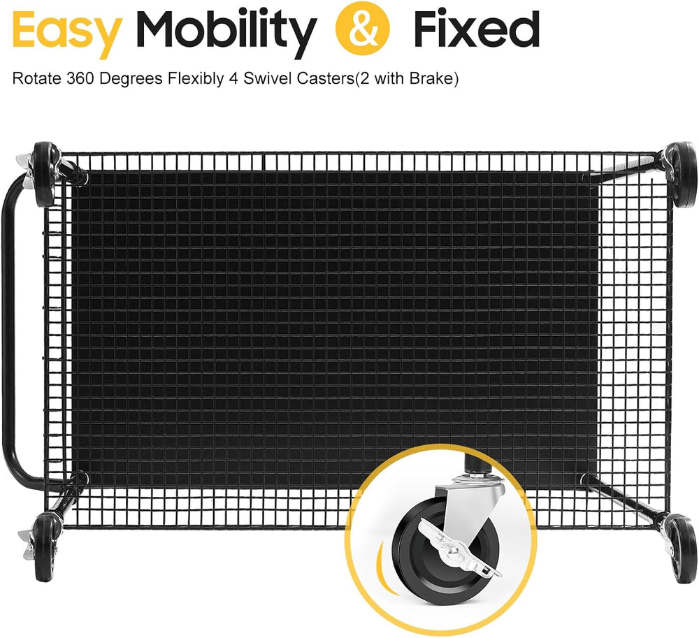 WDT 2-Tier Utility Cart with Wheels, Metal Cart with 1000LBS Capacity, NSF He...