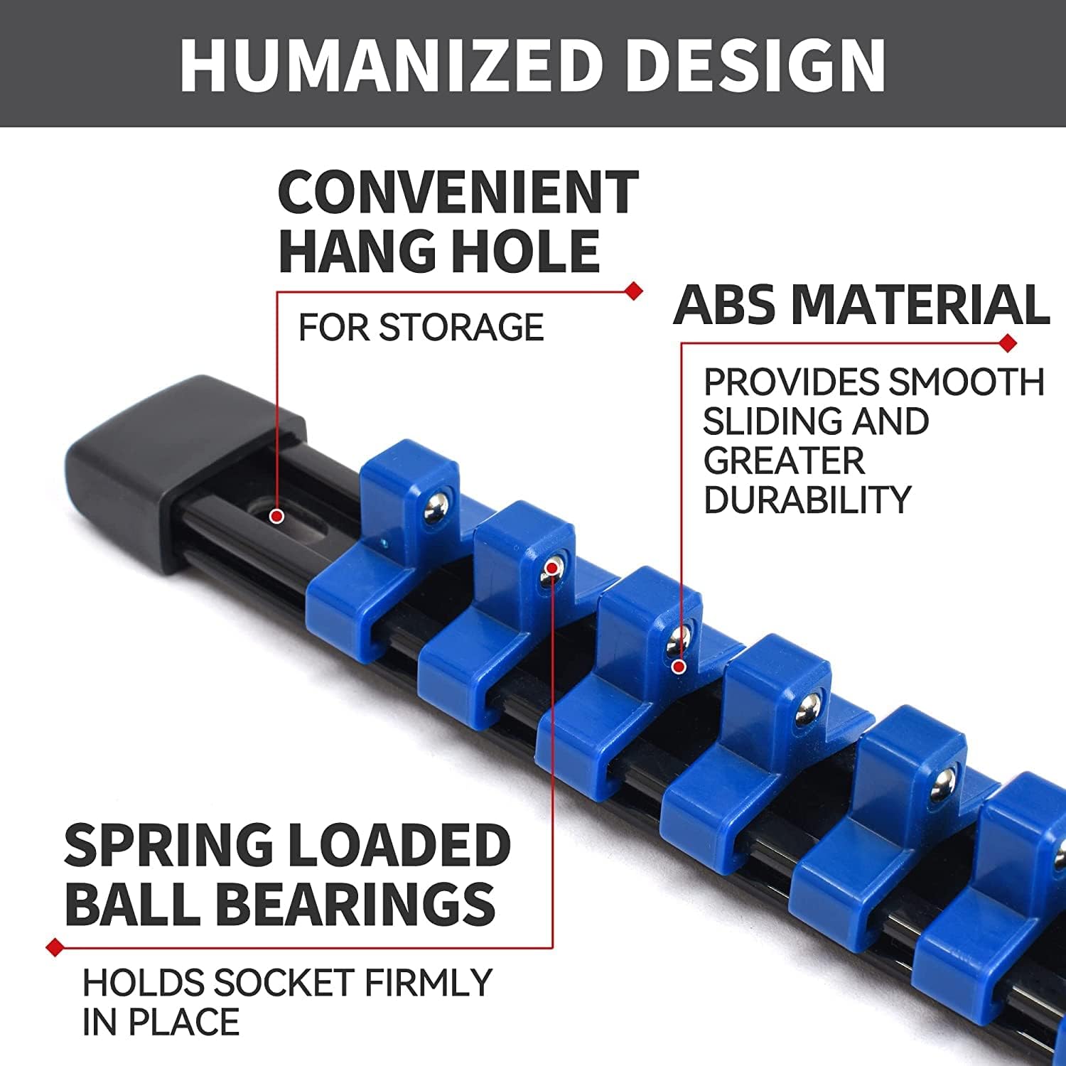 Socket Organizer Drive ABS Tools-Socket Holder, Premium Quality 27 Pieces Socket Holders Kit 1/4-Inch x 144 Clips, 3/8-Inch x 135 Clips, 1/2-Inch x 108 Clips（27PC,Blue&Red&Black)
