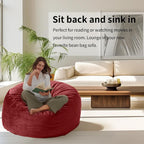 4FT Bean Bag Chair, Large Bean Bag with Filling, Memory Foam Bean Bags with Ultra Soft Washable Dutch Velvet Cover for Living Room, Bedroom and Gaming Room -4 Foot, Red