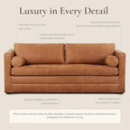 POLY & BARK Napa 82" Pull-Out Convertible Sleeper Sofa in Full-Grain Pure-Aniline Italian Leather, Cognac Tan