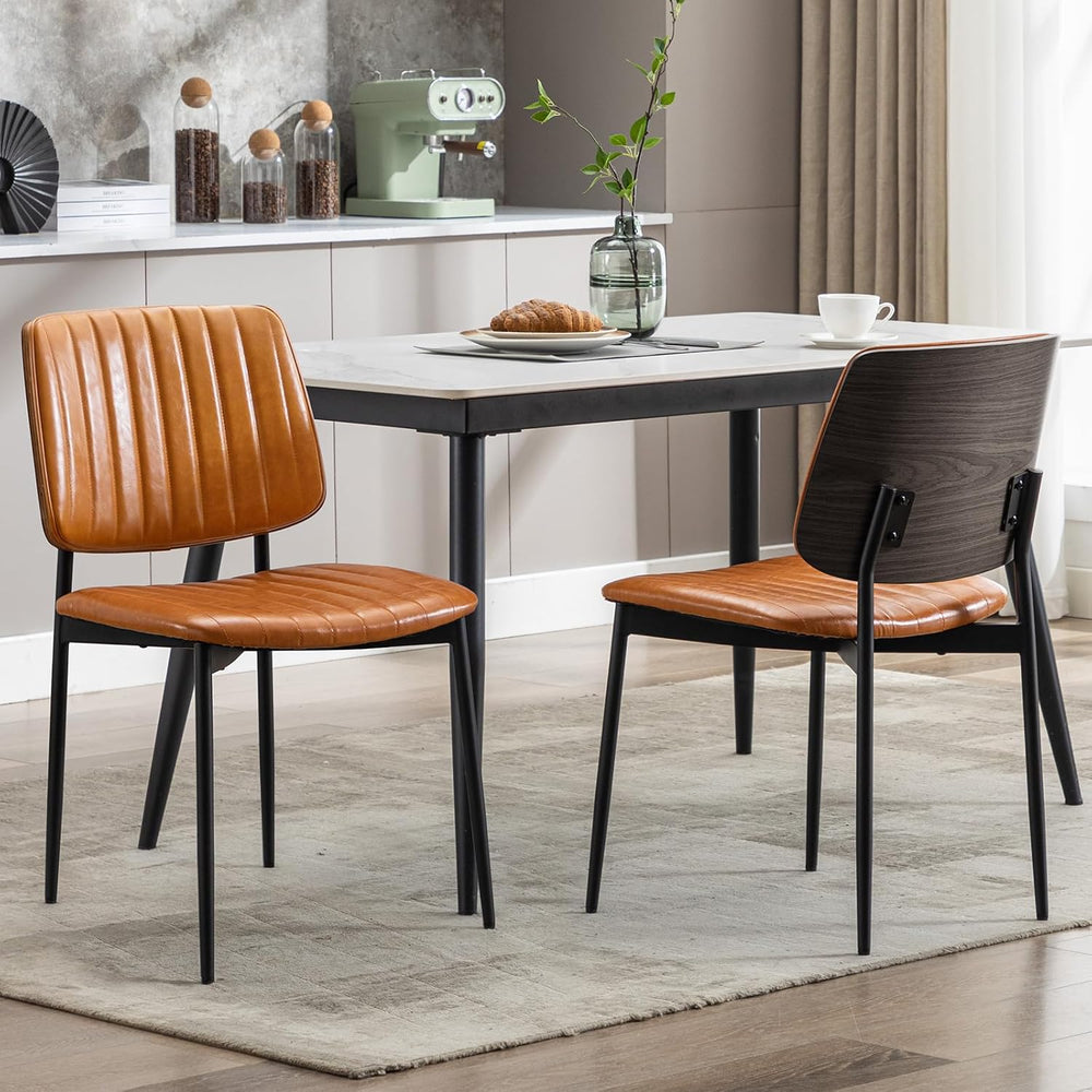 Okeysen Leather Dining Chairs Set of 2, Mid Century Modern Dining Chairs with...