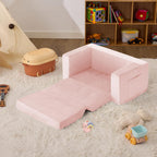 Kids Couch, 2-in-1 Toddler Chair Comfy 1-3 Years, Convertible Kids Chair, Toddler Couch that Fold Out, Kid Lounge Chairs for Boys and Girls Gifts, Kids Recliner, Double, Pink