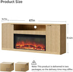 Evermagin 67" Oak Fluted Fireplace TV Stand for TVs up tp 75", Mid-Century Modern Entertainment Center with Storage Cabinets and Doors, Wood Media TV Consoles for Living Room and Bedroom