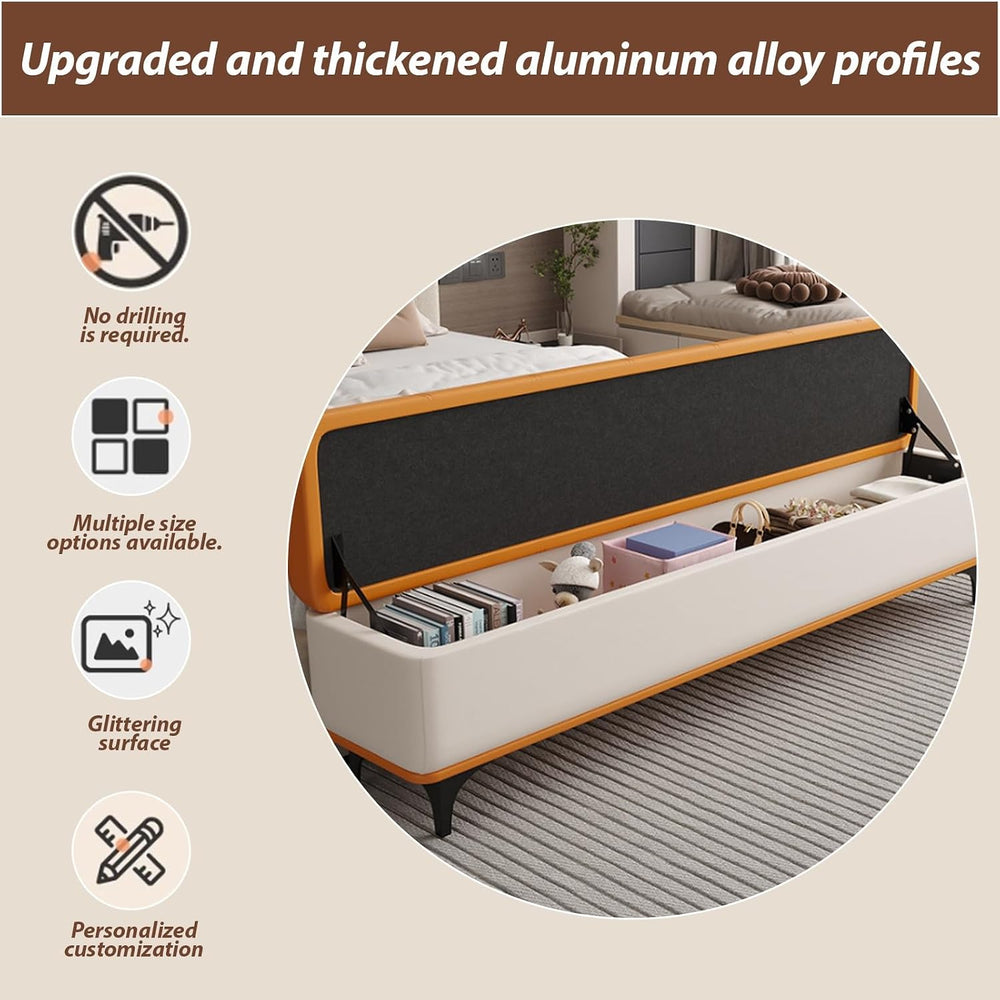 Modern Bedroom Bench with Storage Space, Hallway Seat Chest with Shoe Rack, U...