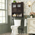Over The Toilet Cabinet for Bathroom Storage, Over Toilet Storage Cabinet, Above Toilet Storage with 2 Doors and Adjustable Shelf Space Saver Cabinet Over Toilet Bathroom Organizer (Espresso)