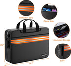 Accordion File Organizer with Lock,Fireproof Document Organizer Bag with Shoulder Strap,Large 13 Pocket Expanding File Folder,Portable Safe Storage for Letter/Legal Files,Books, Laptop-Black