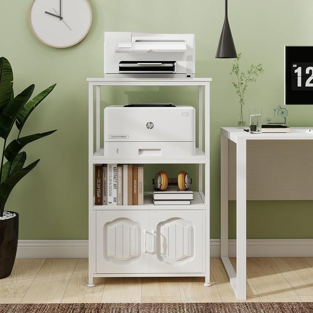 Natwind 4 Tier Printer Stand, File Cabinet w/Adjustable Open Shelves,White | ...