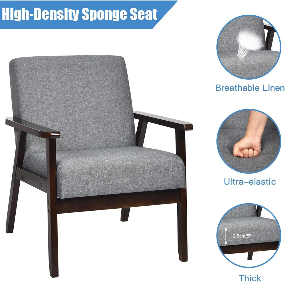 GIANTEX Mid-Century Modern Accent Chair, Retro Fabric Armchair, Solid Hardwoo...
