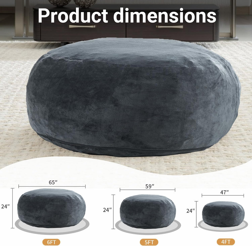 4FT,Big Bean Bag Chairs for Adults,Bean Bag with Filler Included,Memory Foam ...