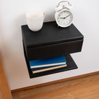Floating Nightstand Side Accent or End Table with Storage Drawer, Wood Bedside Shelf, Handmade Floating Table, Nightstand Shelf (Black)