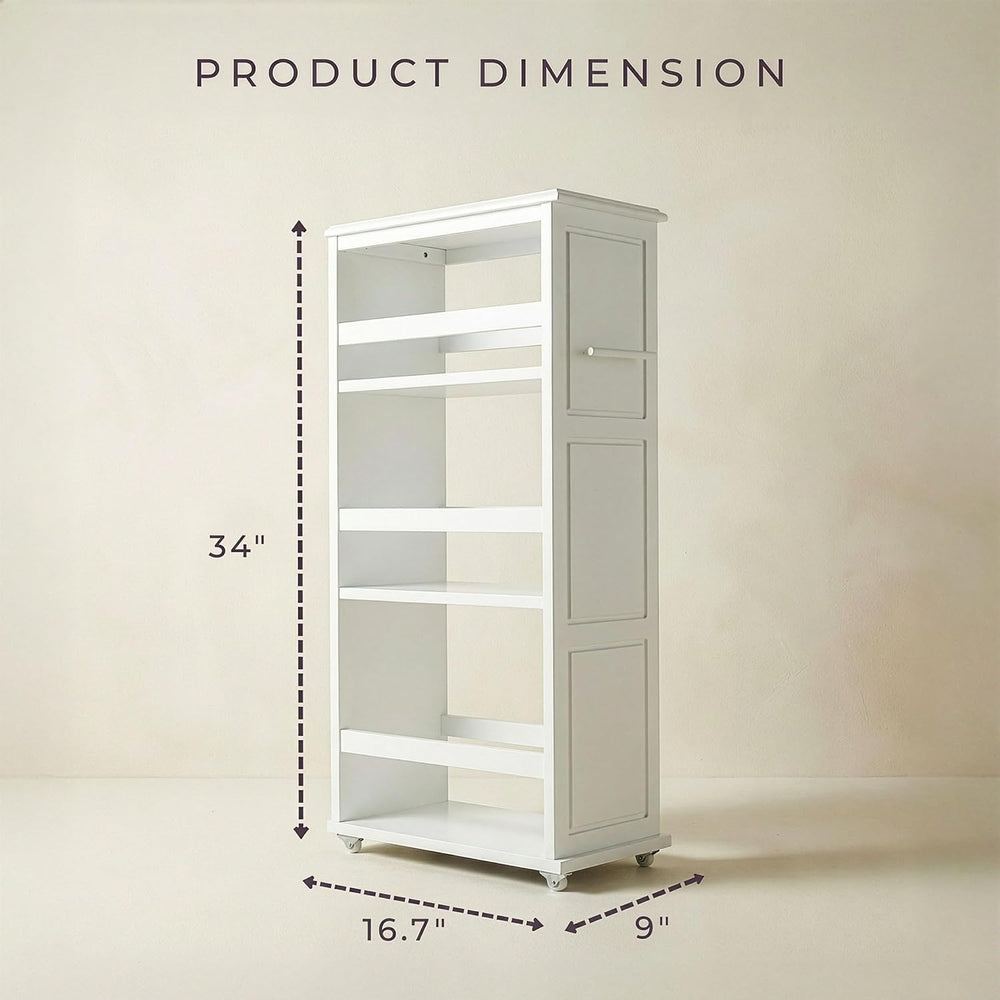 Lavish Home 3 Tier Slim Utility Rolling Storage Cart, White, 16.7”W x 9”D | N...