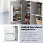 LUMISOL Rolling Kitchen Island with Drop Leaf and Storage, White | Kitchen Cart with 3 Drawers and 2 Cabinets, for Dinning Room