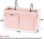Bedside Caddy Hanging Storage with Water Bottle Holder for Bunk Bed Hospital Bed Dorm Rooms (Pink)