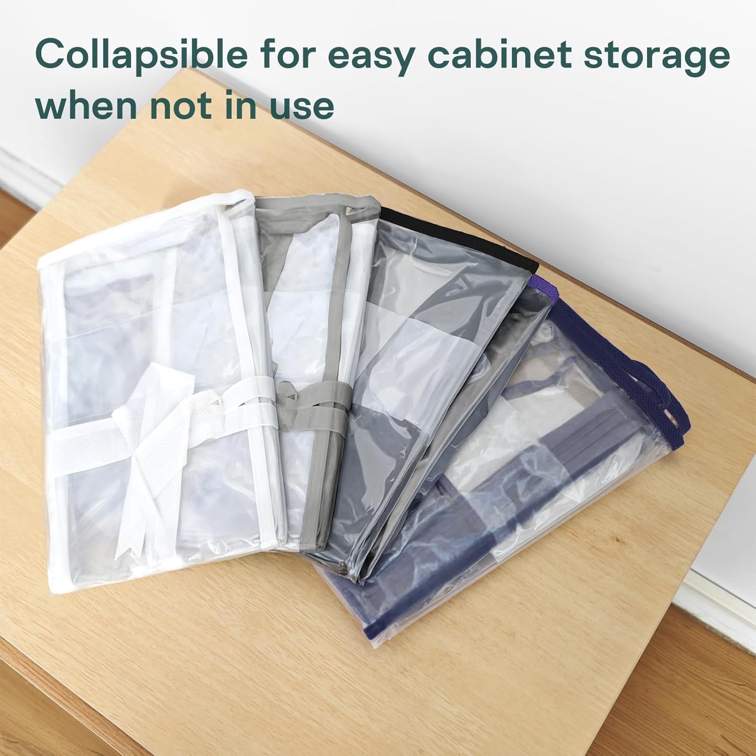 5 Pack Clear Storage Bags for Clothes, 22L Blanket Storage Bags, Under Bed Storage, Closet Organizers Bag, Upgraded Version Two-Way Zippers Design(Navy Blue)