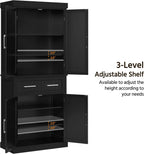 Topeakmart Kitchen Storage Cabinet, Tall Pantry Cabinet Cupboard with Drawer and Adjustable Shelves, Freestanding Storage Cabinet Organizer for Kitchen, Living Room, Dining Room, Bathroom, Black